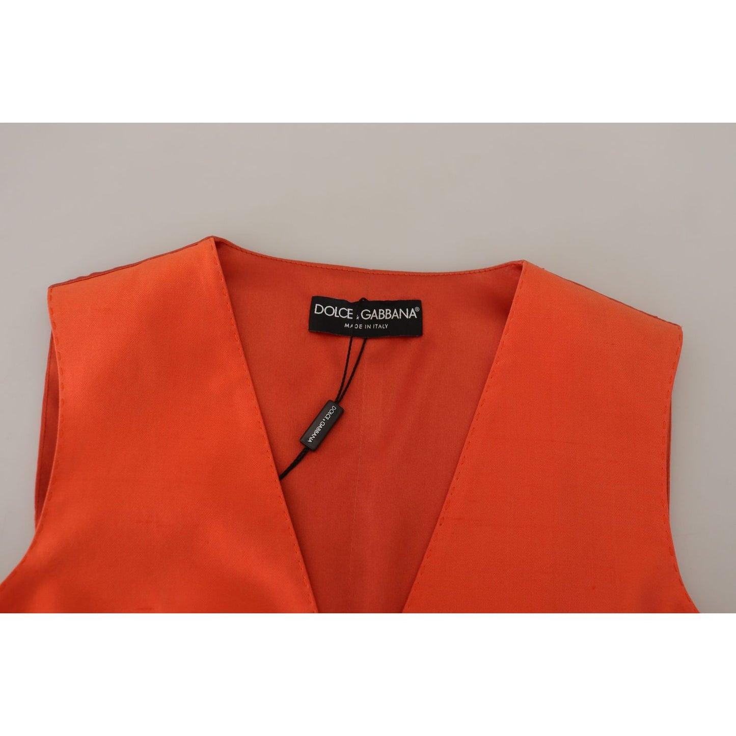 Dolce & Gabbana Elegant Orange Silk Waistcoat Dolce & Gabbana Firebrick