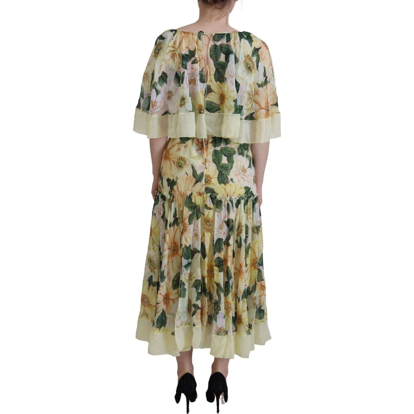 Dolce & Gabbana Floral Silk Pleated Maxi Dress Dolce & Gabbana Rosy Brown