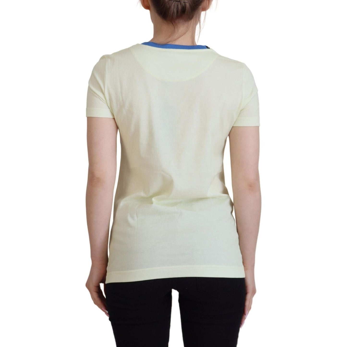 Dolce & Gabbana Elegant Yellow Cotton Tee with Chic Print Dolce & Gabbana Gray
