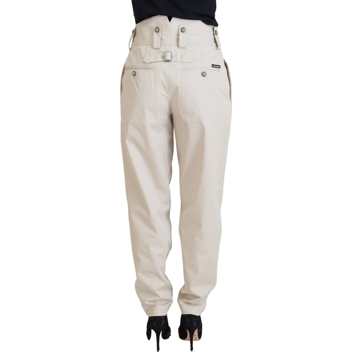 Dolce & Gabbana Chic Beige Cotton Trousers for Elegant Comfort Dolce & Gabbana Gray