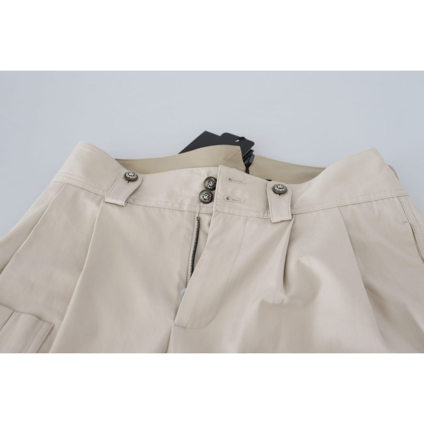 Dolce & Gabbana Chic Beige Cotton Trousers for Elegant Comfort Dolce & Gabbana Gray
