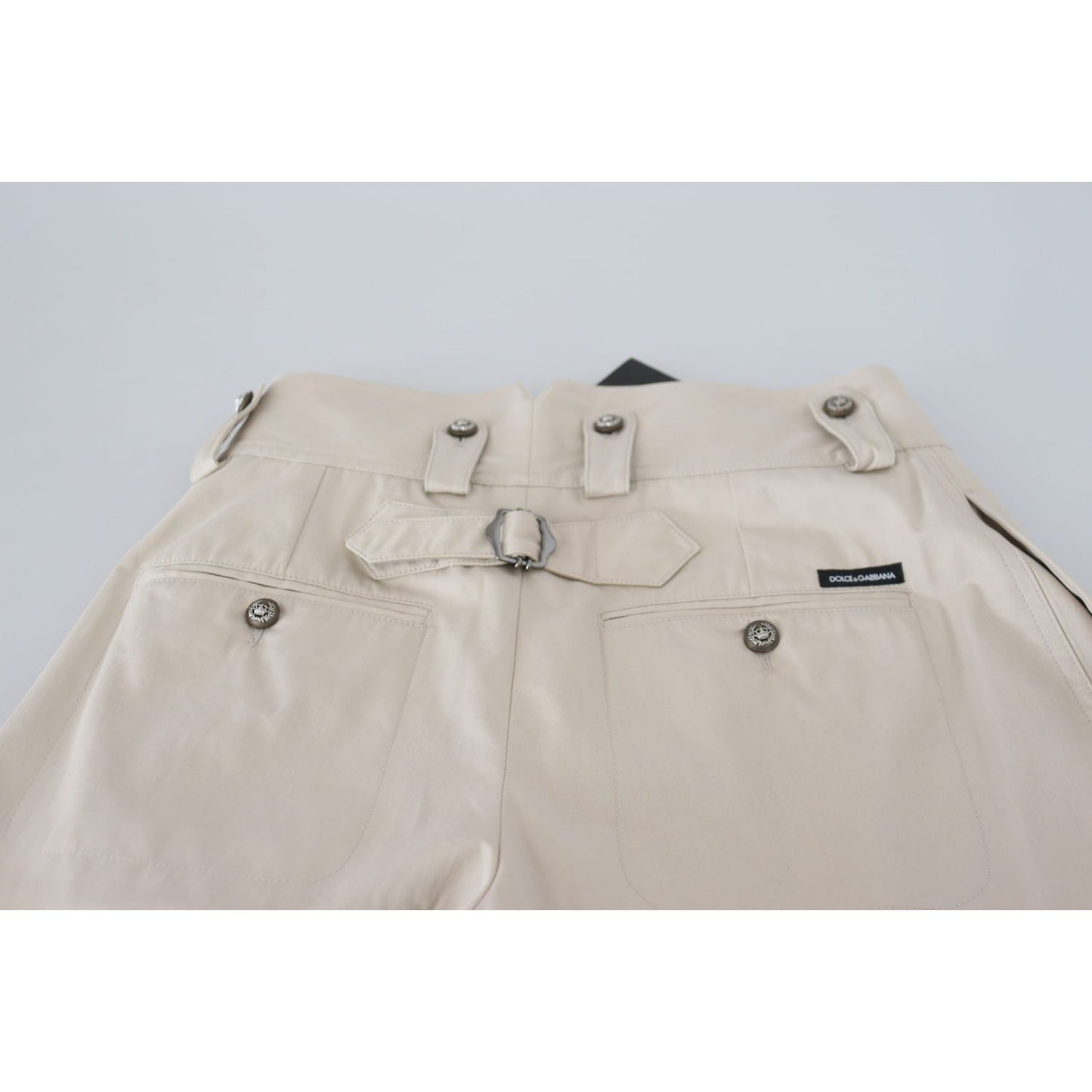 Dolce & Gabbana Chic Beige Cotton Trousers for Elegant Comfort Dolce & Gabbana Gray