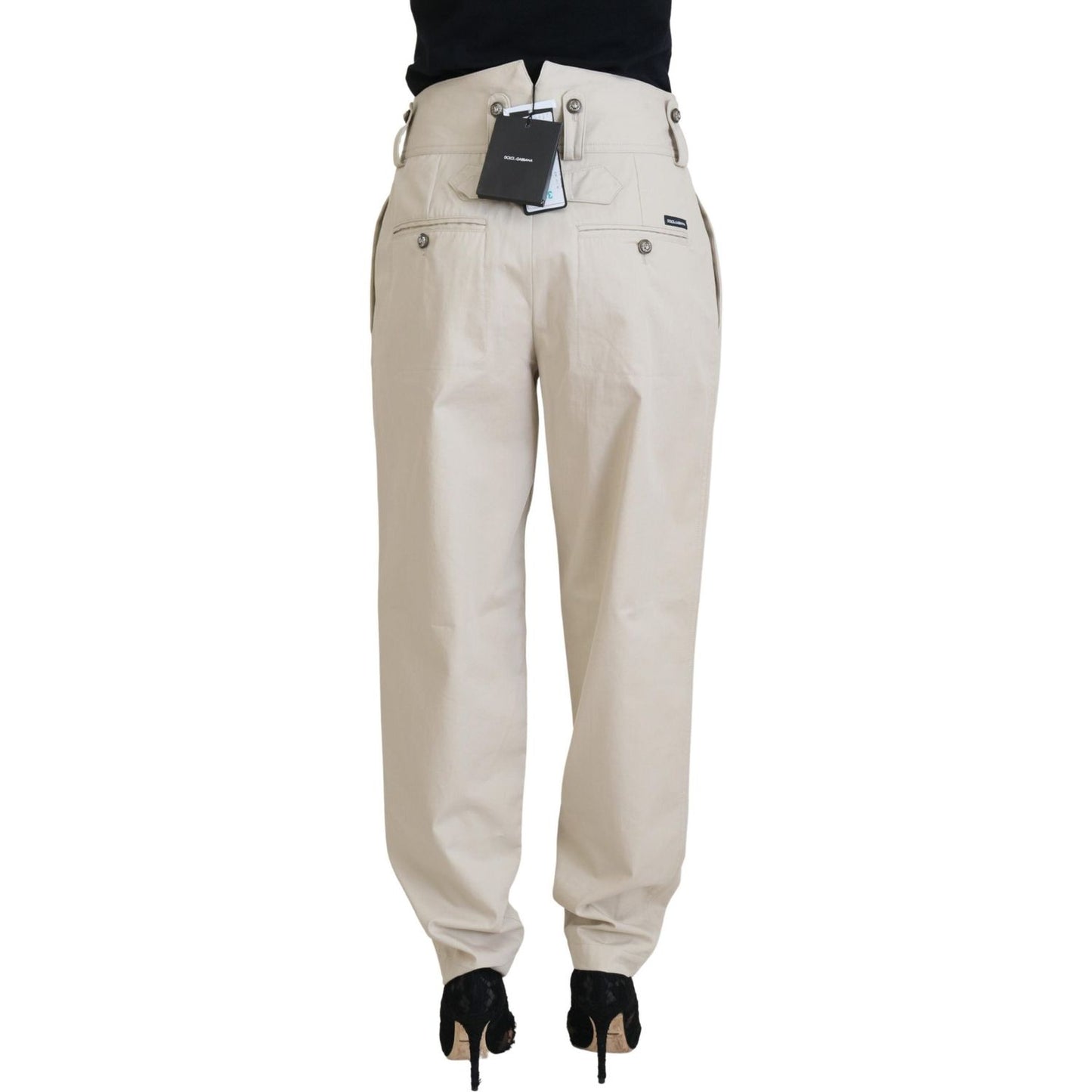 Dolce & Gabbana Elegant Beige Cotton Trousers Jeans & Pants Dolce & Gabbana Gray
