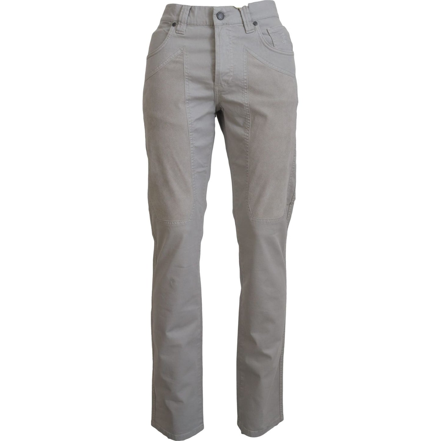 Jeckerson Elegant Gray Cotton Blend Pants Jeckerson Slate Gray