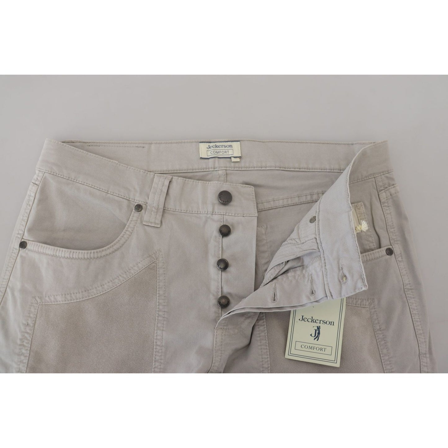 Jeckerson Elegant Gray Cotton Blend Pants Jeckerson Dark Gray
