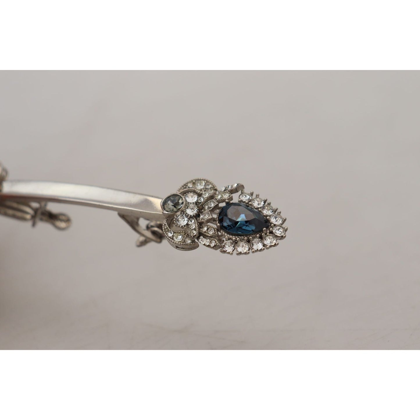 Dolce & Gabbana Elegant Sterling Silver Glass Brooch Brooch Dolce & Gabbana Dark Gray
