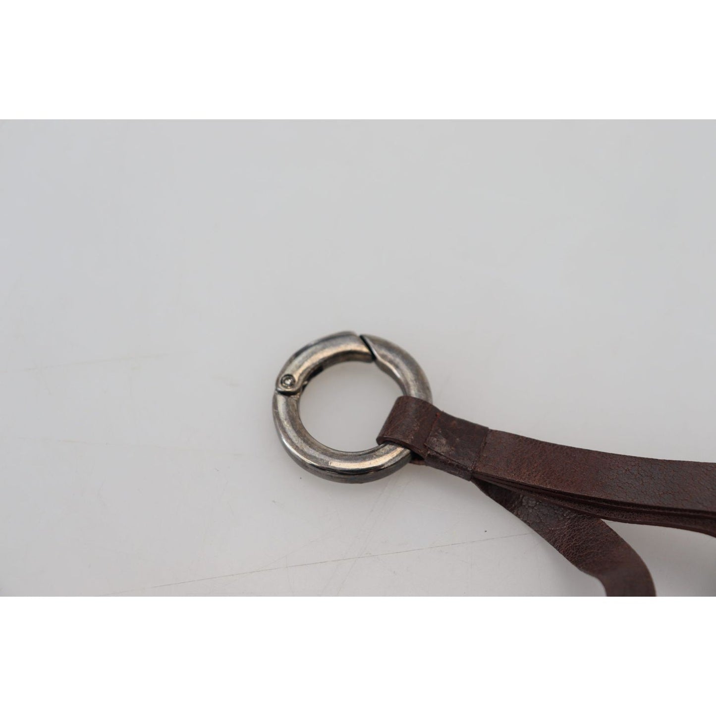 Costume National Elegant Brass & Leather Keychain Charm Costume National Gray