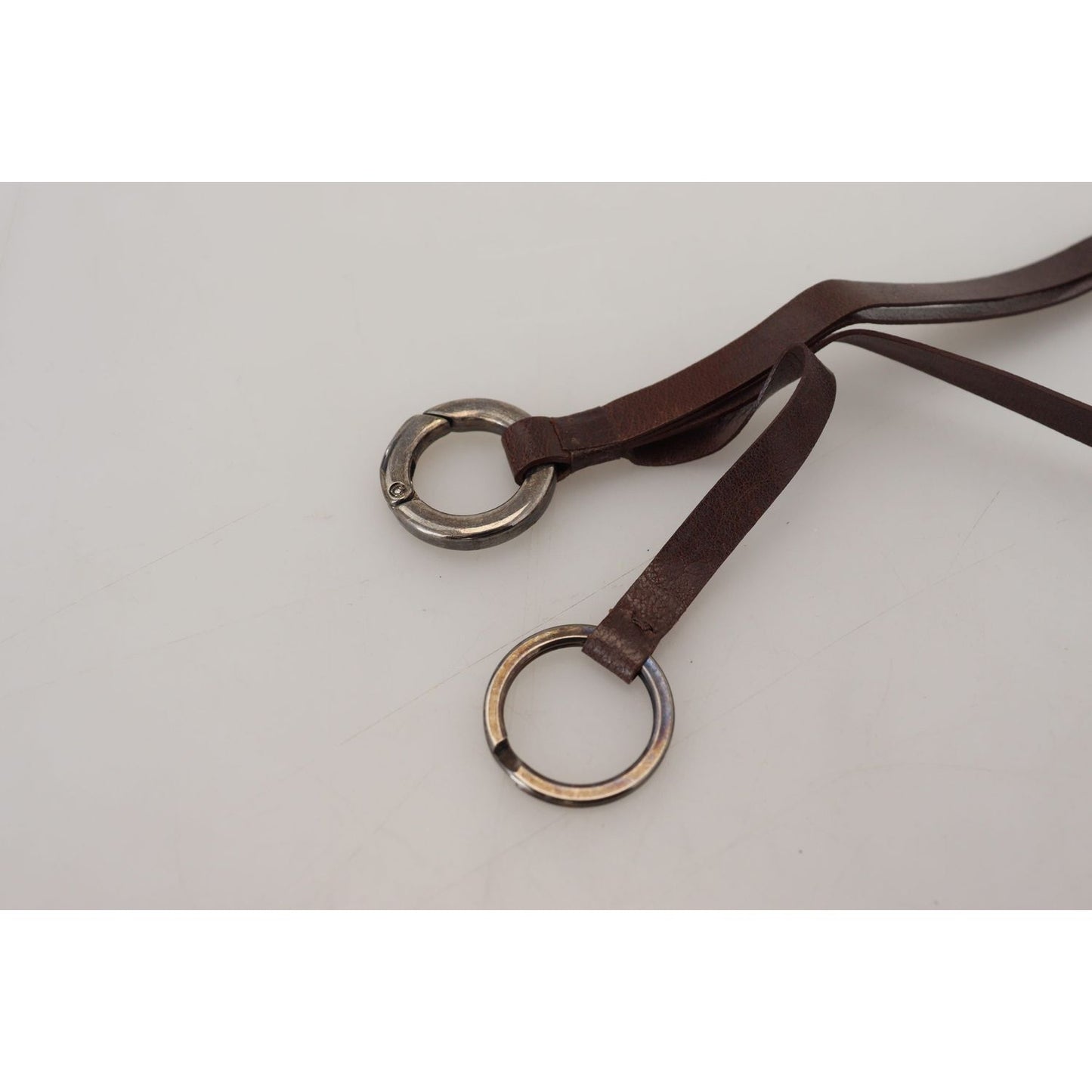 Costume National Elegant Brass & Leather Keychain Charm Costume National Gray