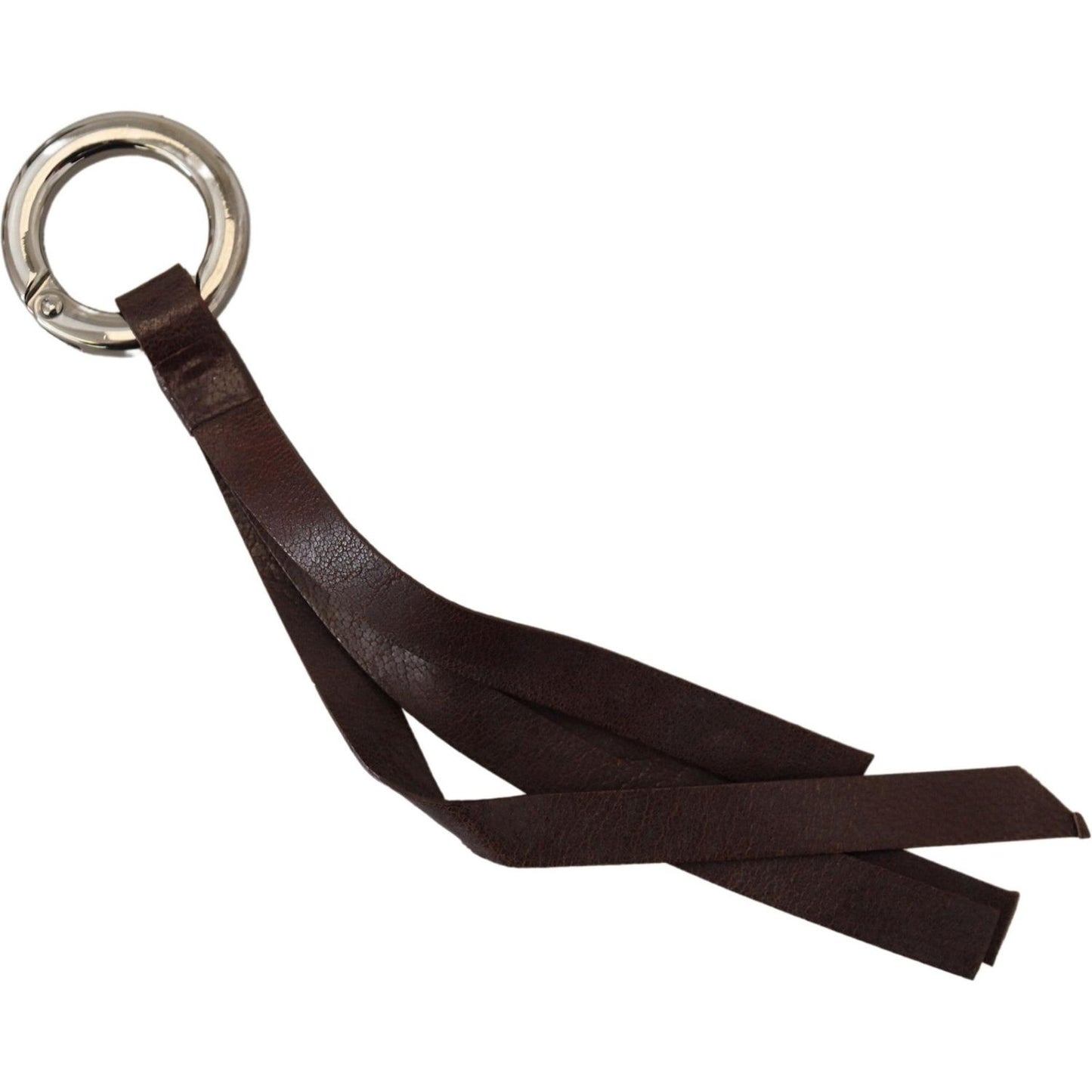 Costume National Chic Brown Leather Keychain with Brass Accents Costume National Black