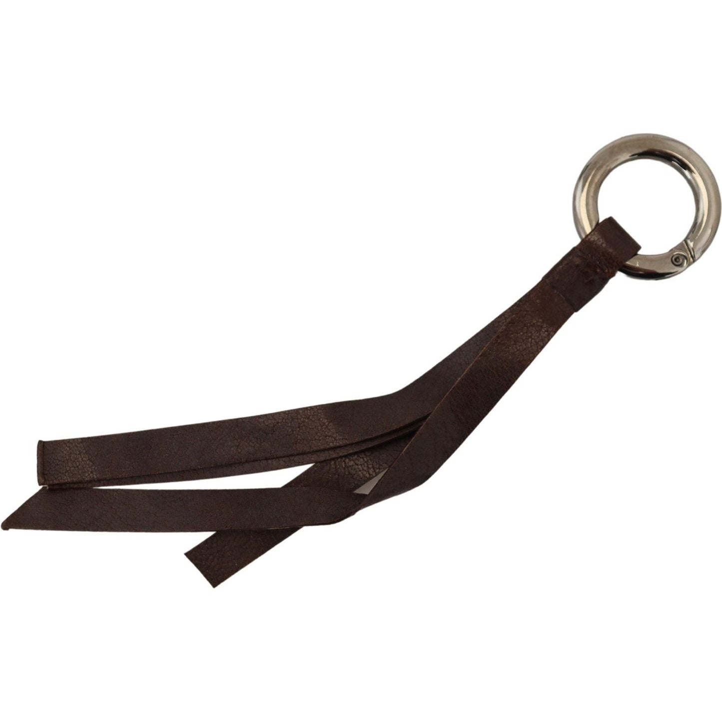 Costume National Chic Brown Leather Keychain with Brass Accents Costume National Dark Slate Gray