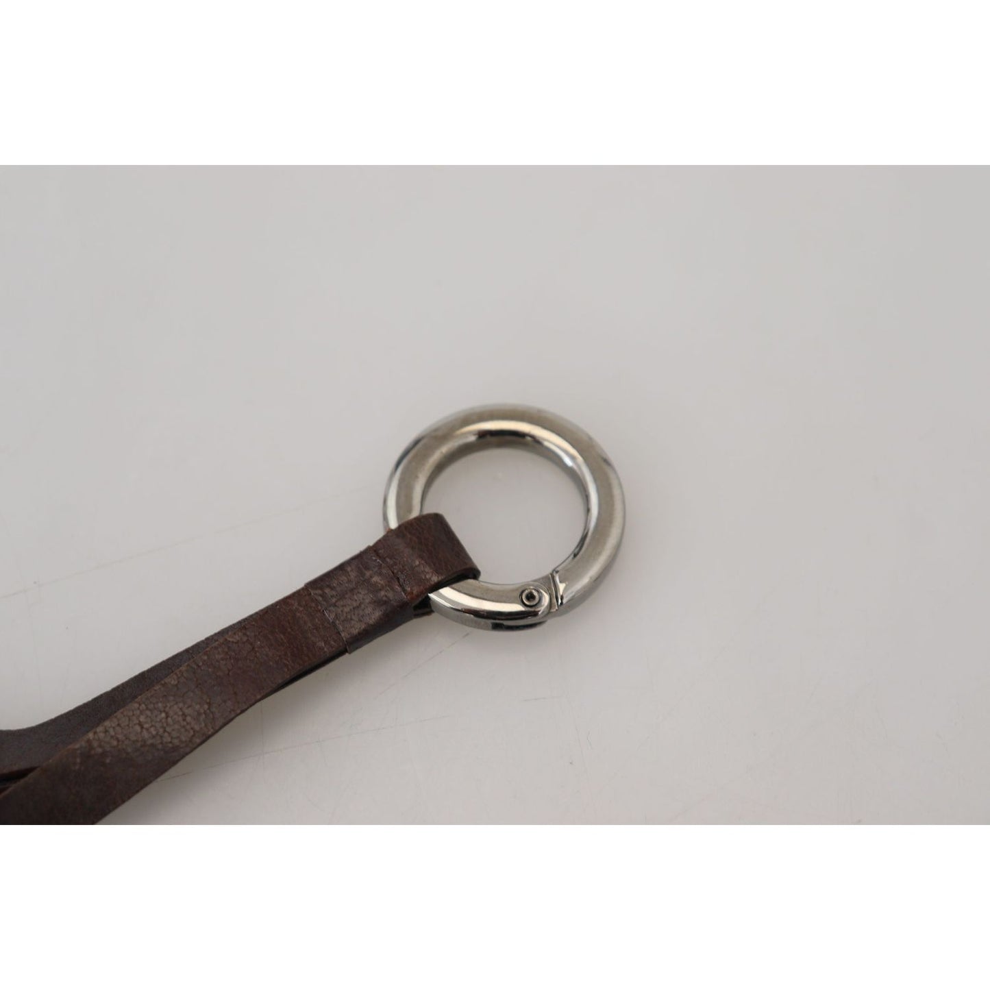 Costume National Chic Brown Leather Keychain with Brass Accents Costume National Gray