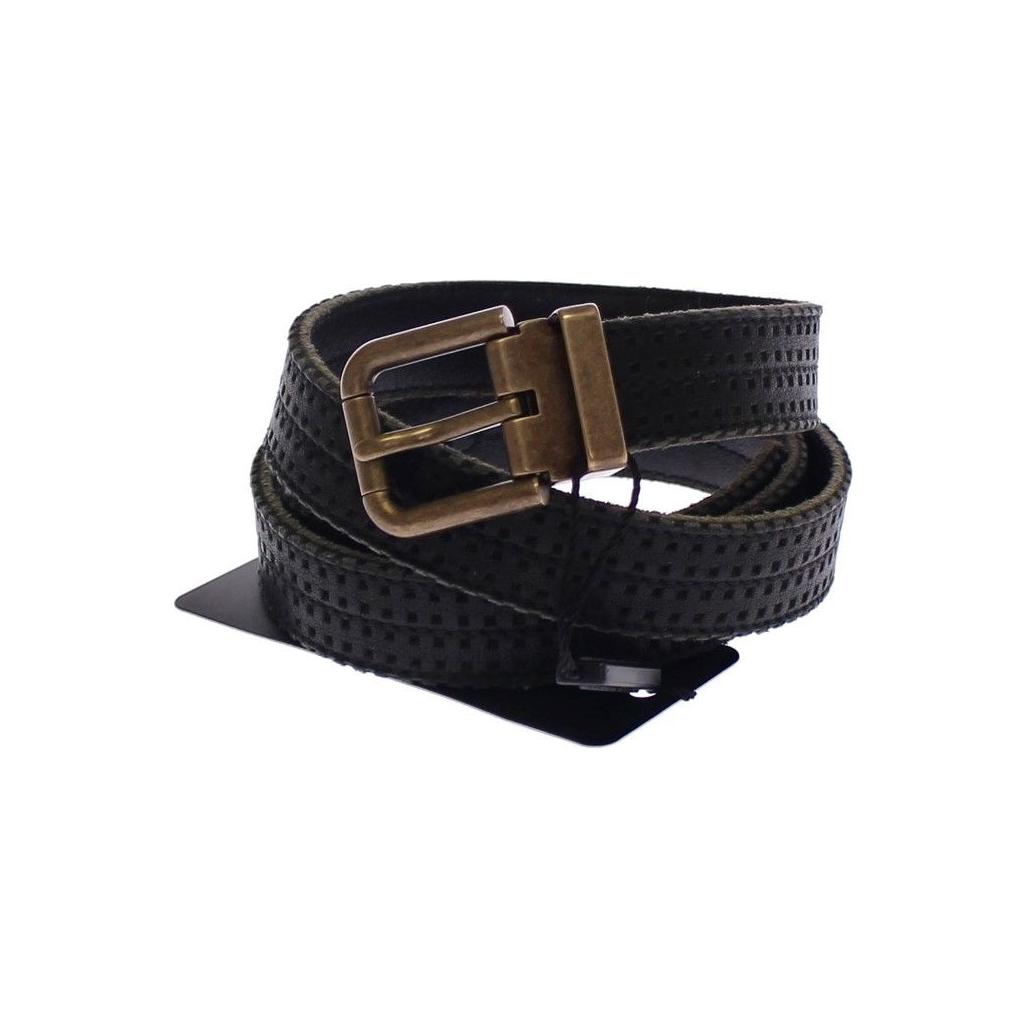 Dolce & Gabbana Elegant Blue Leather-Cotton Blend Men's Belt Belt Dolce & Gabbana Black