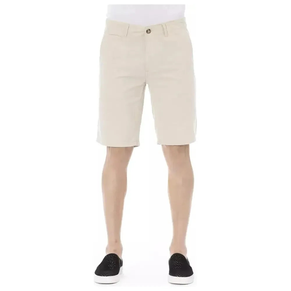 Baldinini Trend Beige Cotton Men Bermuda Short Baldinini Trend Light Gray