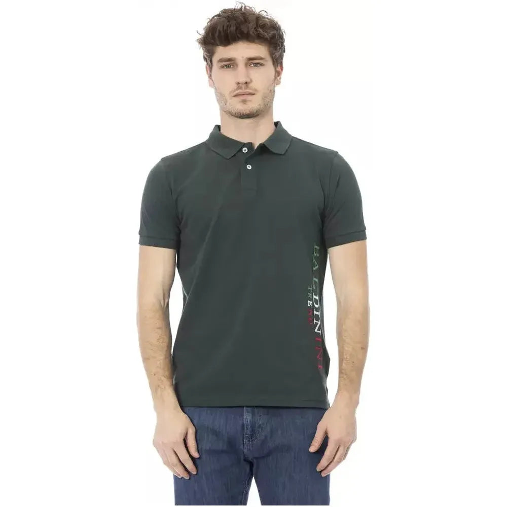 Baldinini Trend Green Cotton Men Polo Baldinini Trend Dark Slate Gray