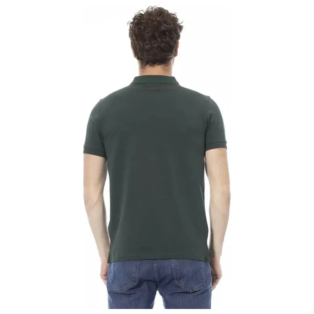 Baldinini Trend Green Cotton Men Polo Baldinini Trend Dark Slate Gray