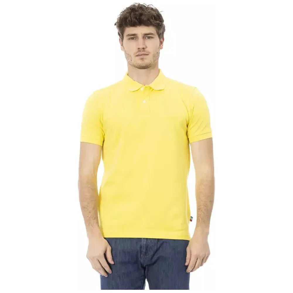 Baldinini Trend Yellow Cotton Men Polo Shirt Baldinini Trend Light Goldenrod