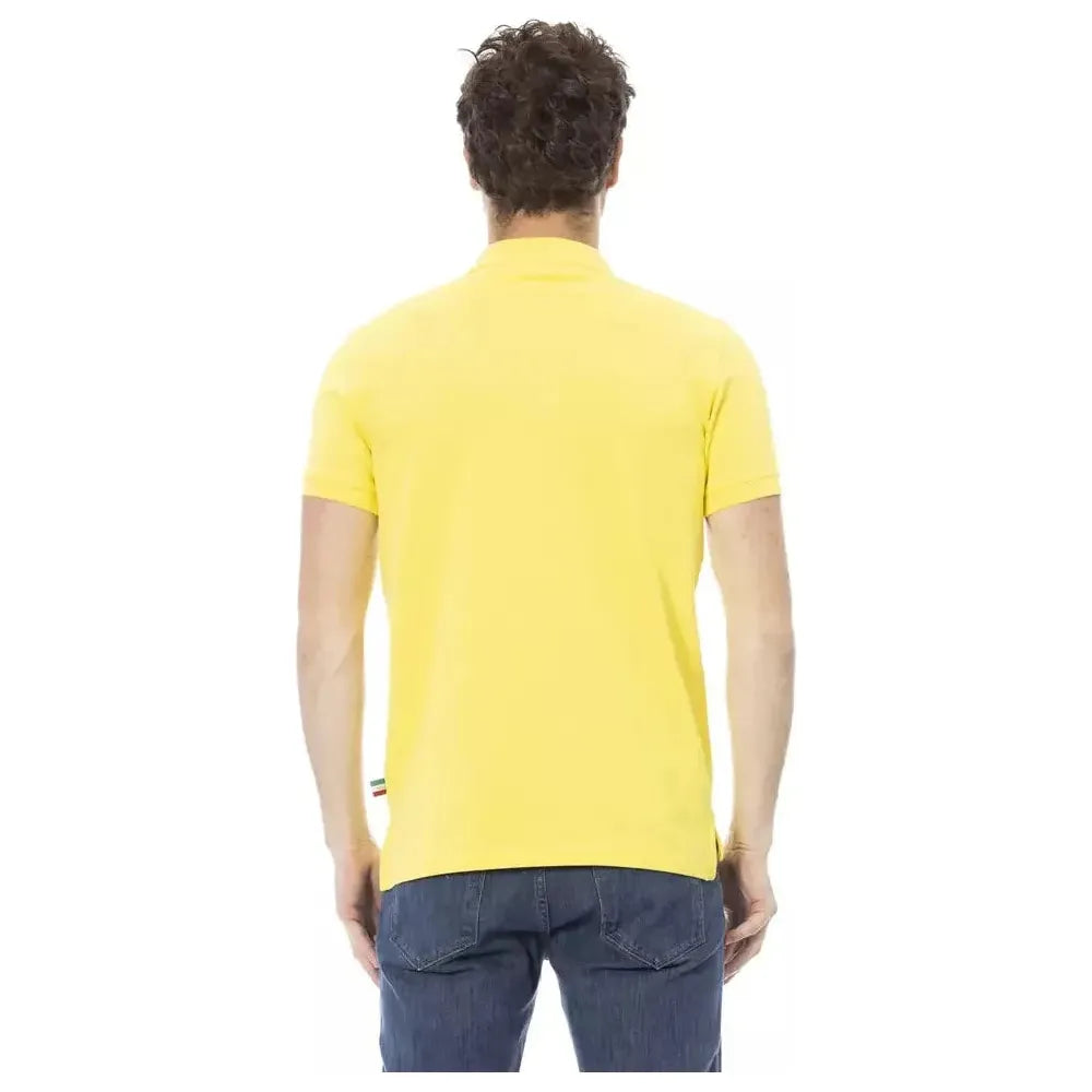 Baldinini Trend Yellow Cotton Men Polo Shirt Baldinini Trend Dark Slate Gray