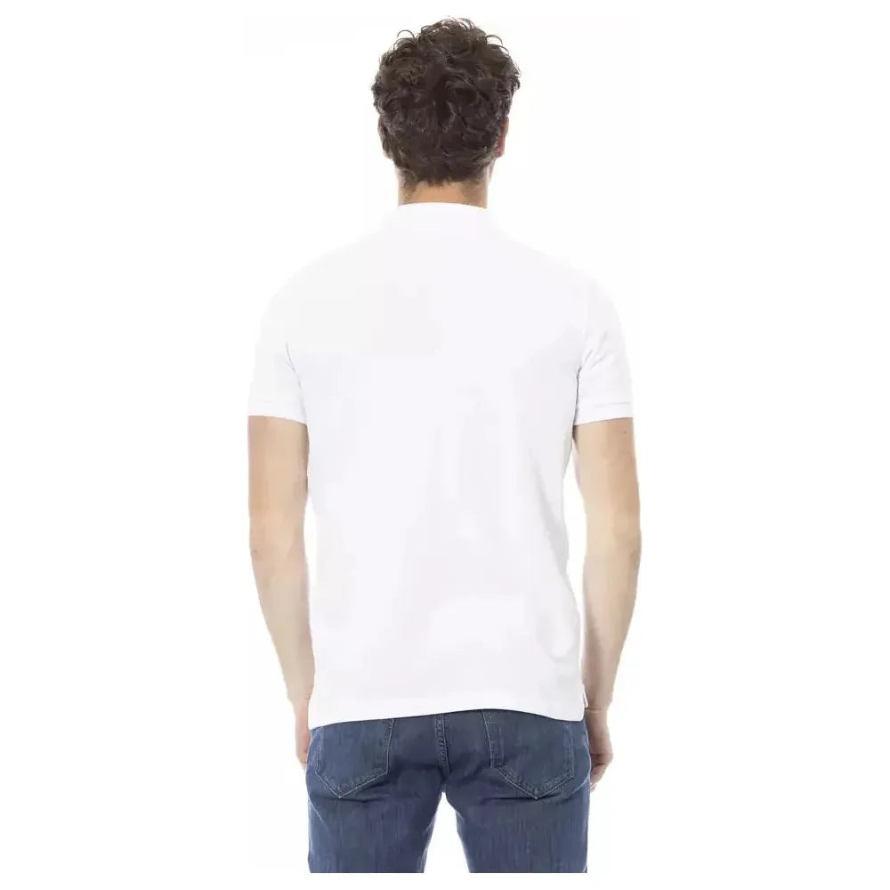 Baldinini Trend White Cotton Men Polo Shirt Baldinini Trend Dark Slate Gray