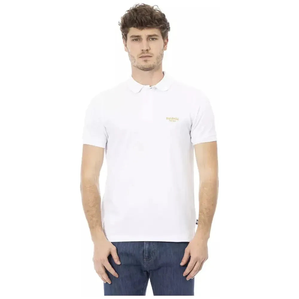 Baldinini Trend White Cotton Men Polo Shirt Baldinini Trend Dark Slate Gray