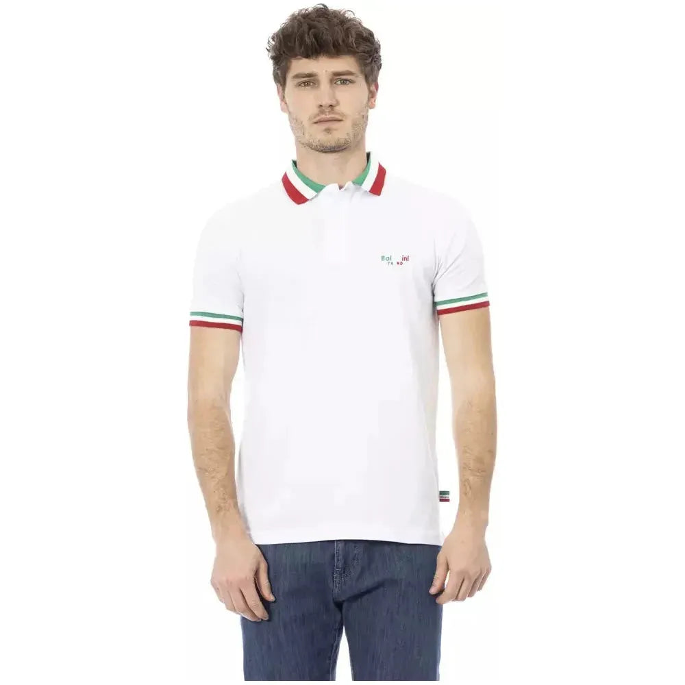 Baldinini Trend White Cotton Men Polo Baldinini Trend Dark Slate Gray