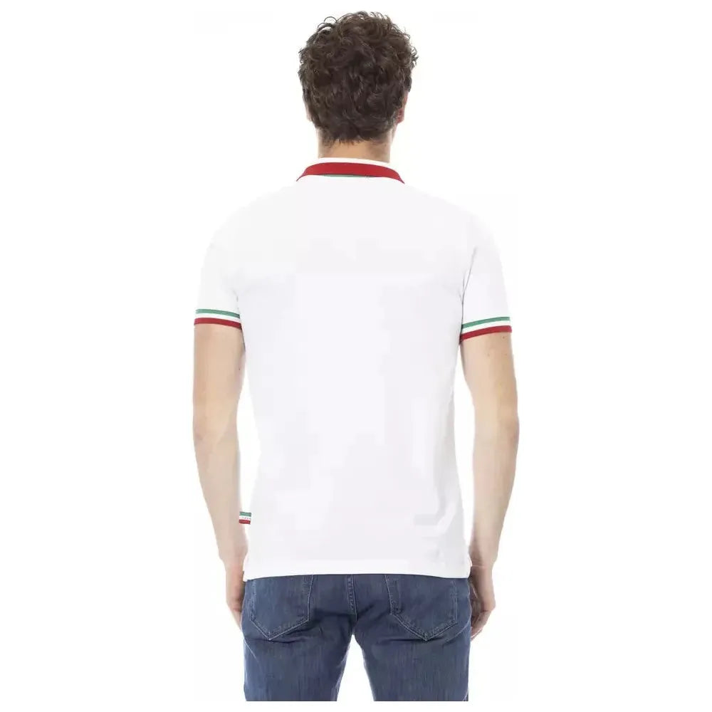 Baldinini Trend White Cotton Men Polo Baldinini Trend Dark Slate Gray
