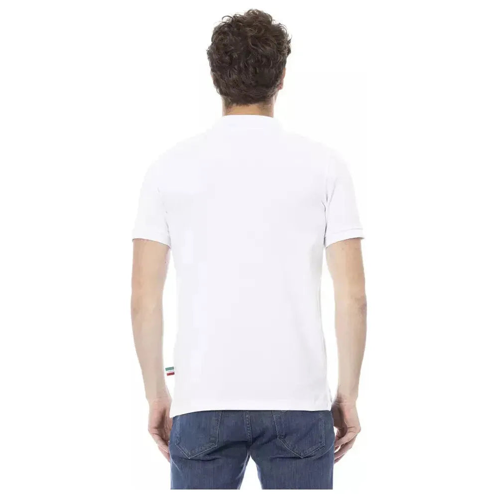 Baldinini Trend White Cotton Men Polo Shirt Baldinini Trend Dark Slate Gray