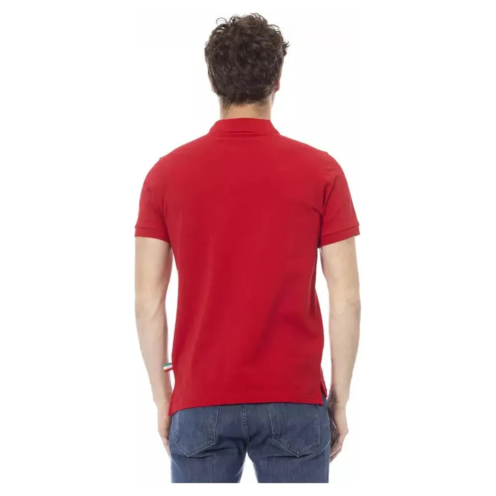 Baldinini Trend Red Cotton Men Polo Baldinini Trend Firebrick