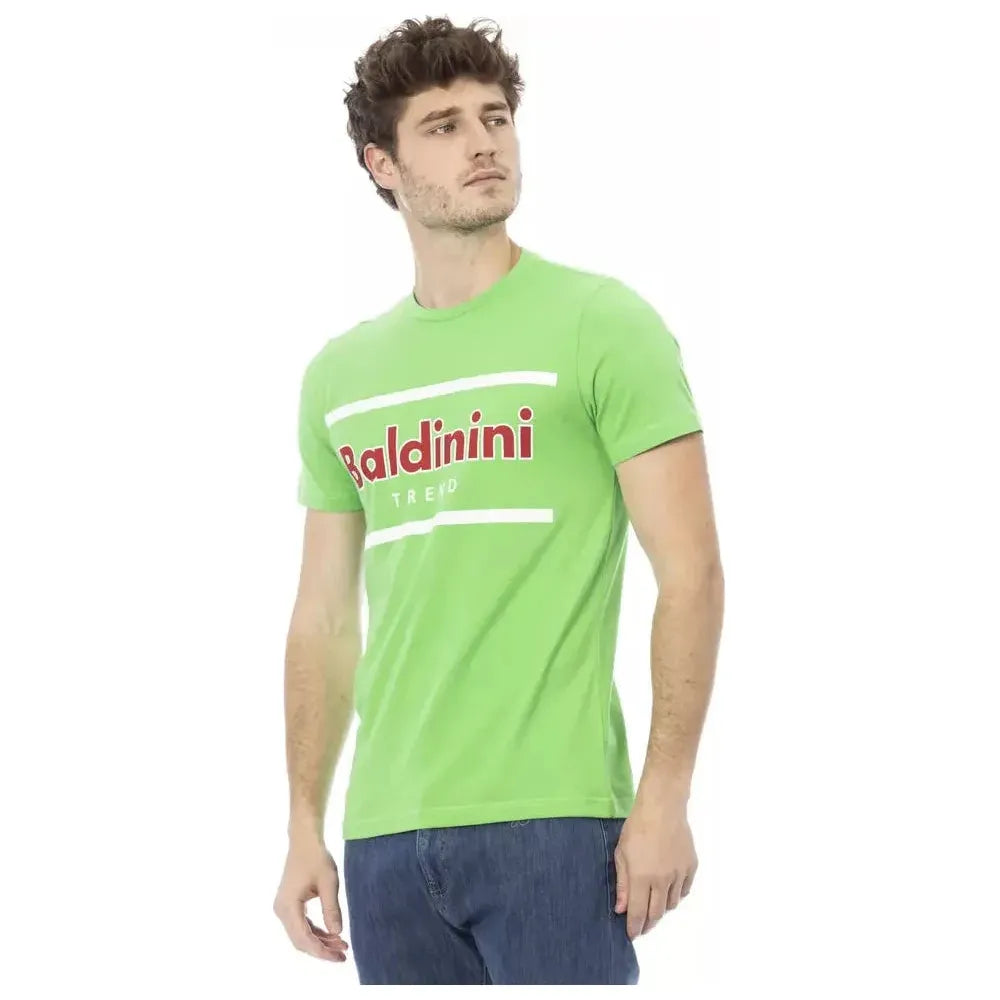 Baldinini Trend Green Cotton Men T-Shirt Baldinini Trend Tan