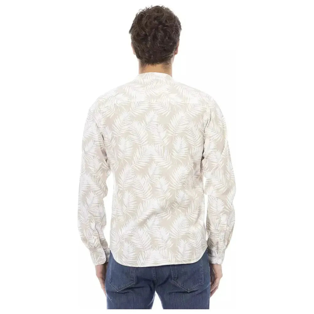 Baldinini Trend Beige Cotton Men Shirt Baldinini Trend Antique White