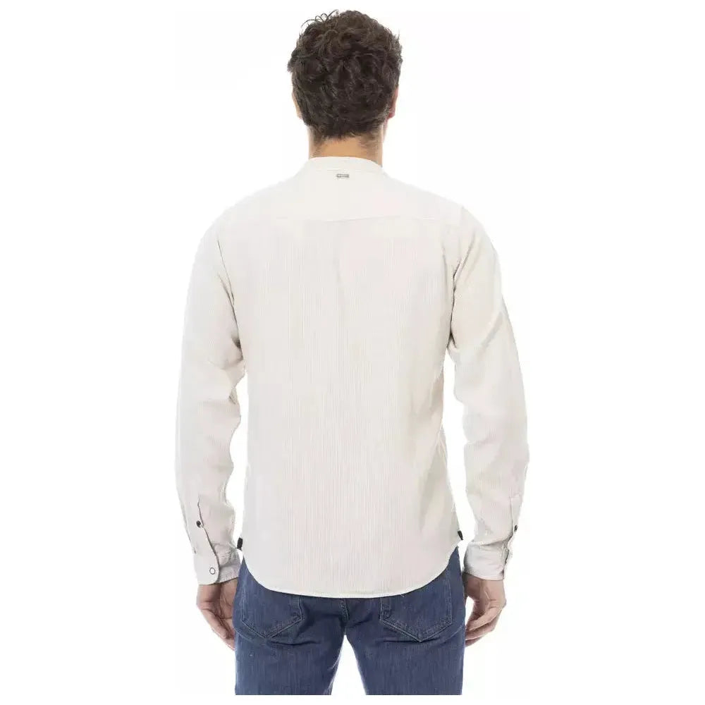 Baldinini Trend White Linen Men Shirt Baldinini Trend Antique White