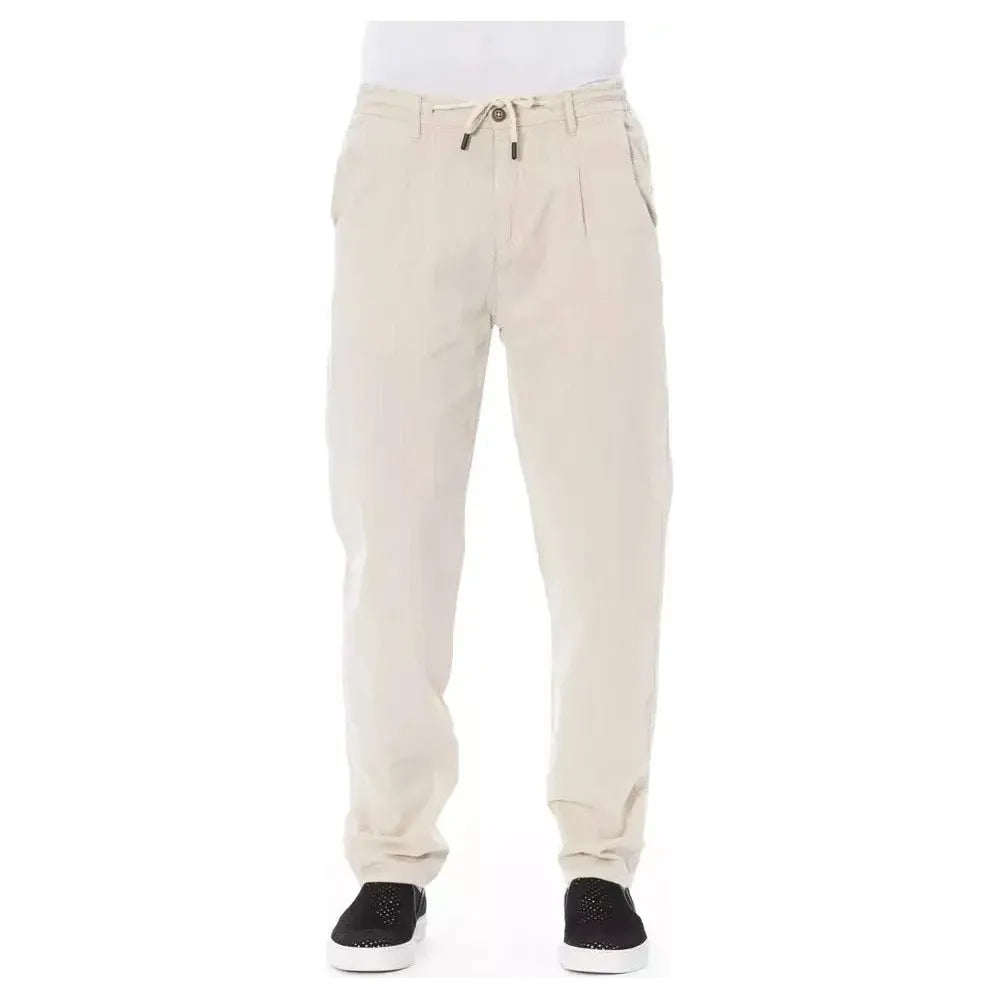 Baldinini Trend Beige Cotton Men Chino Pant Baldinini Trend Light Gray