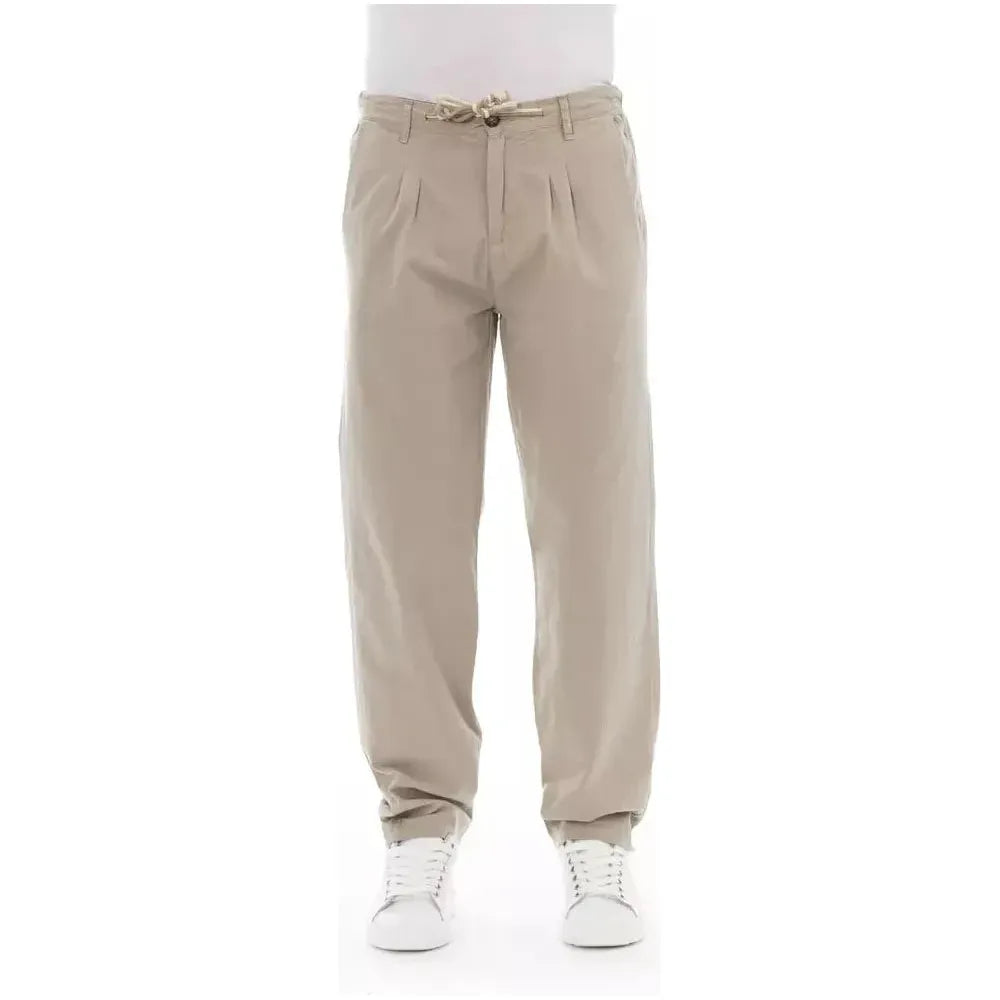 Baldinini Trend Beige Cotton Men Chino Pants Baldinini Trend Dark Gray