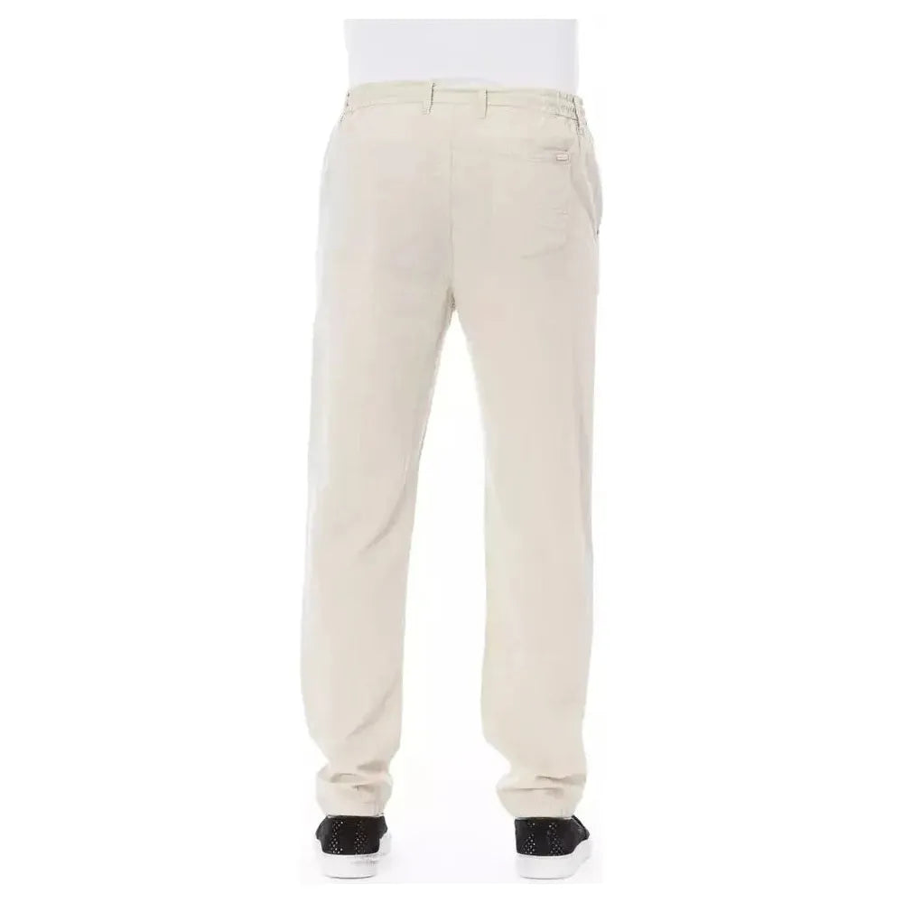 Baldinini Trend Beige Cotton Men Chino Pant Baldinini Trend Light Gray