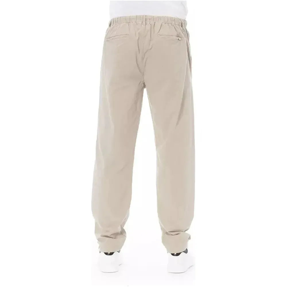Baldinini Trend Beige Cotton Men Chino Pants Baldinini Trend Light Gray