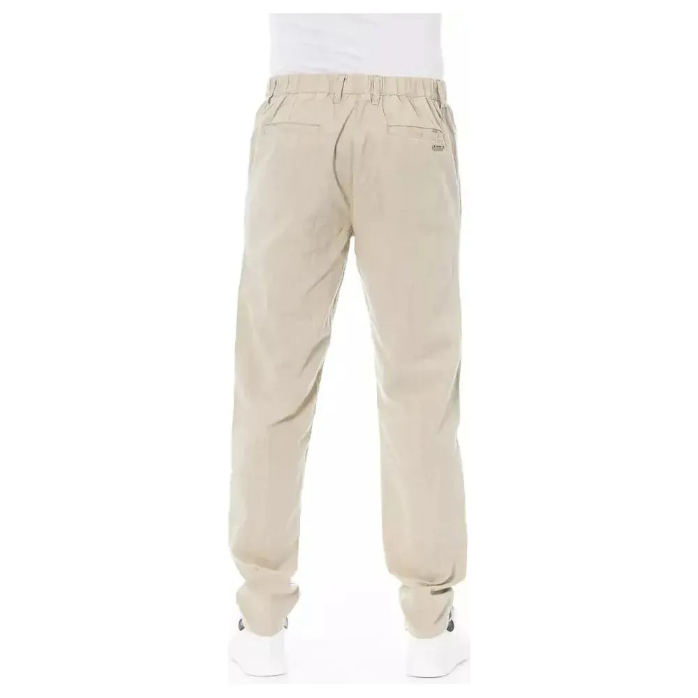 Baldinini Trend Beige Cotton Men Chino Pants Baldinini Trend Light Gray