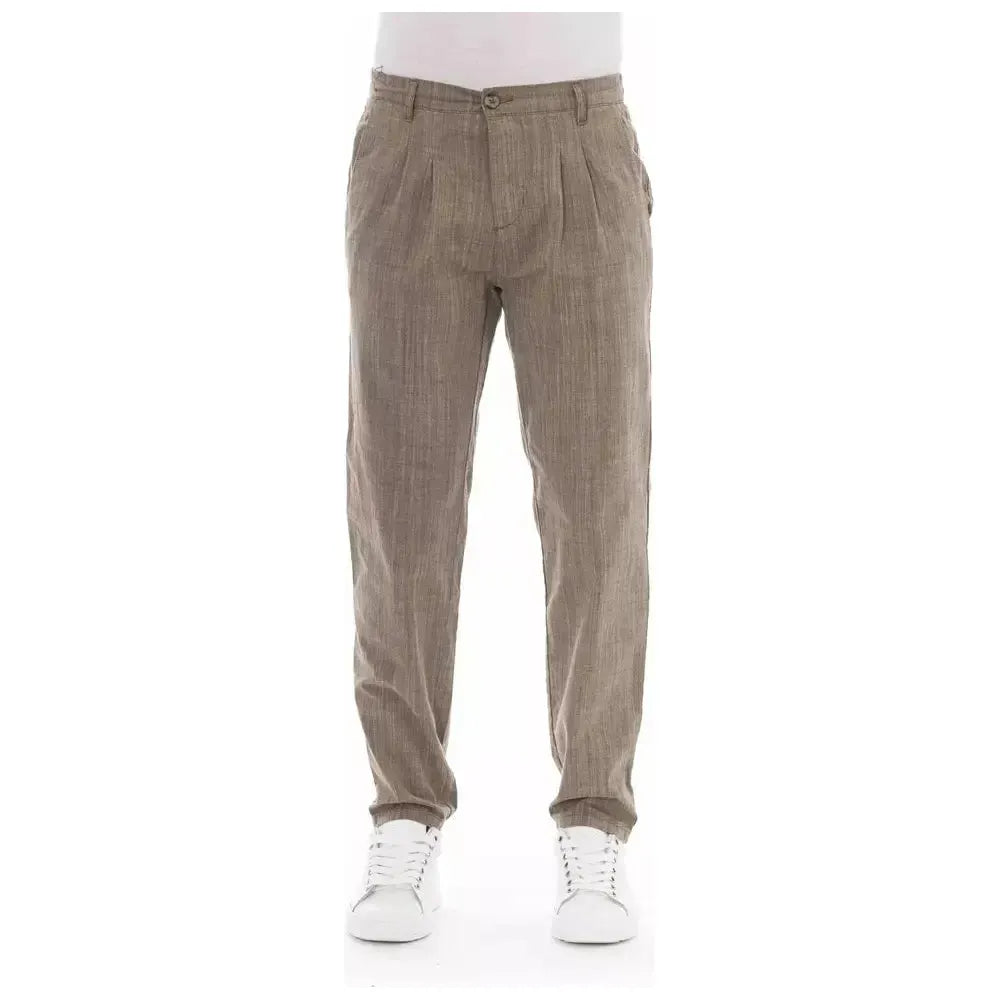 Baldinini Trend Beige Cotton Men Chino Trouser Baldinini Trend Dim Gray