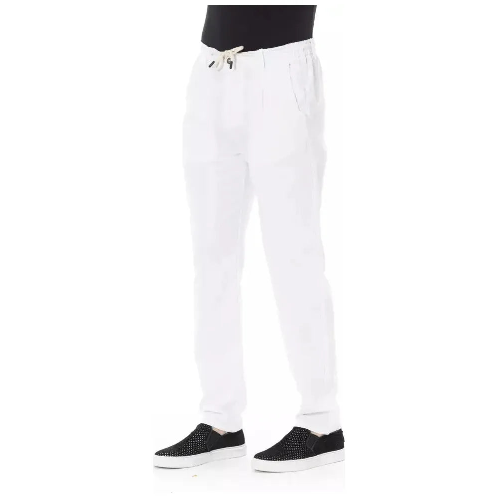 Baldinini Trend White Cotton Men Chino Trousers Baldinini Trend White Smoke