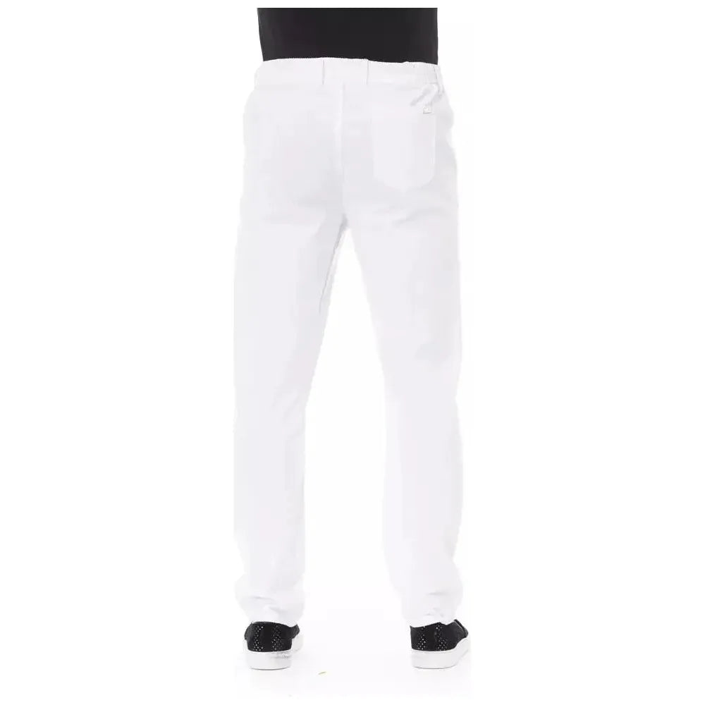 Baldinini Trend White Cotton Men Chino Trousers Baldinini Trend White Smoke