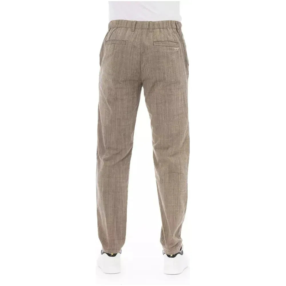 Baldinini Trend Beige Cotton Men Chino Trouser Baldinini Trend Rosy Brown