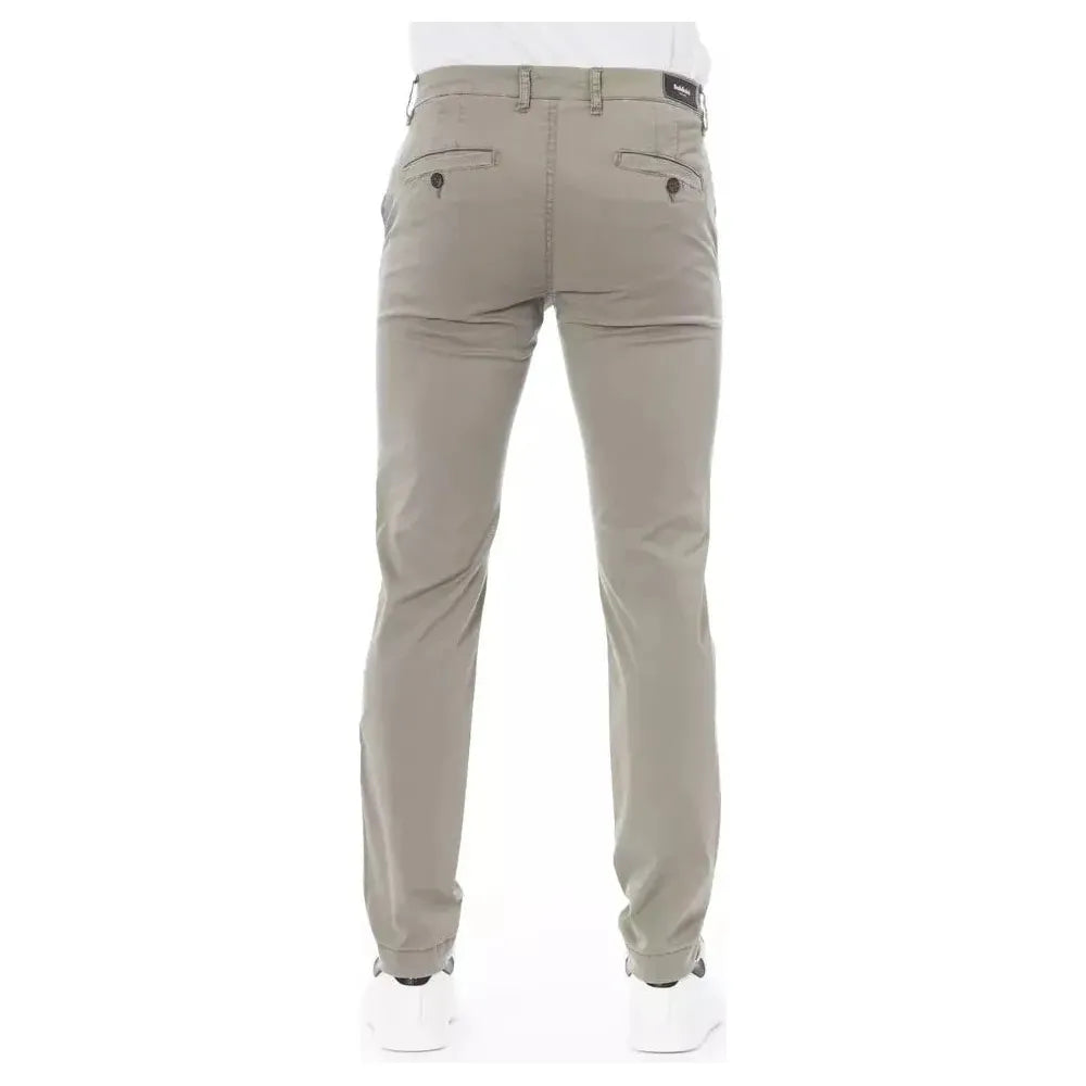 Baldinini Trend Beige Cotton Men Chino Pant Baldinini Trend Dark Gray