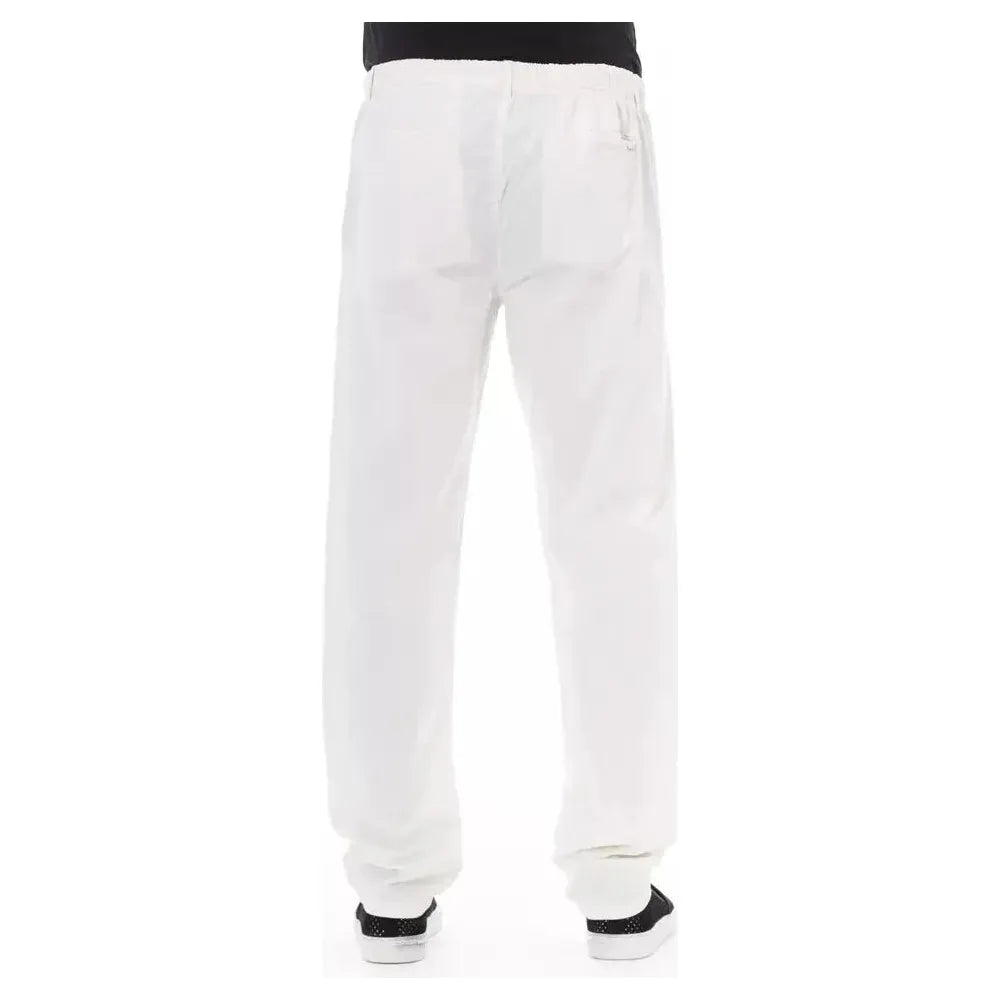 Baldinini Trend White Cotton Men Chino Pant Baldinini Trend Lavender