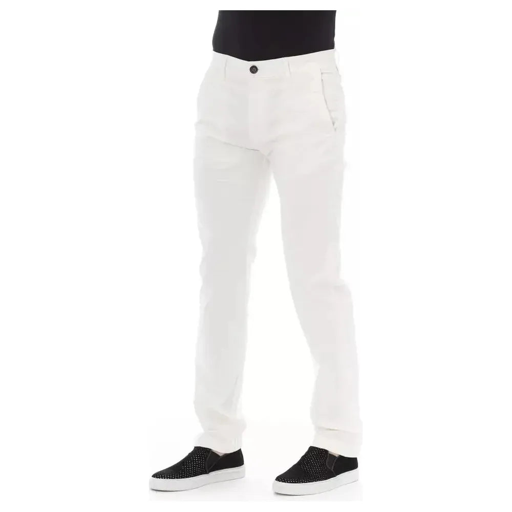 Baldinini Trend White Cotton Men Chino Pants Baldinini Trend Lavender