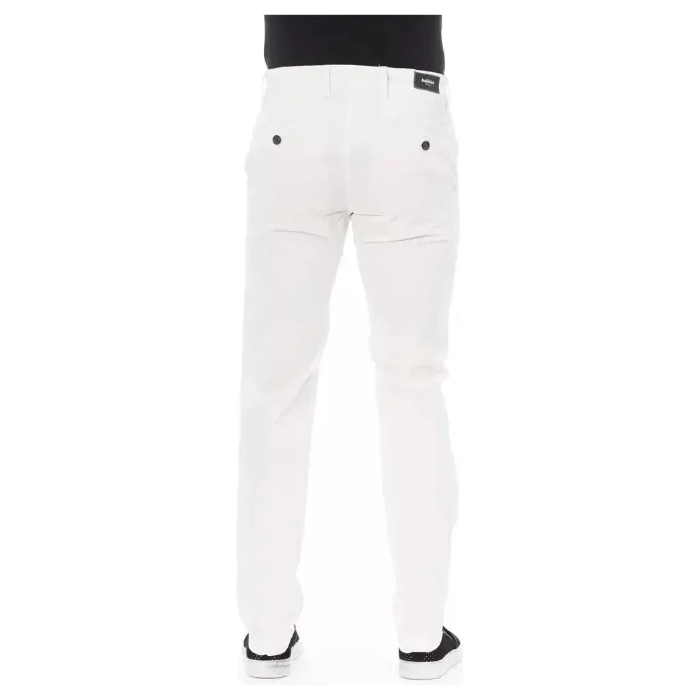 Baldinini Trend White Cotton Men Chino Pants Baldinini Trend White Smoke