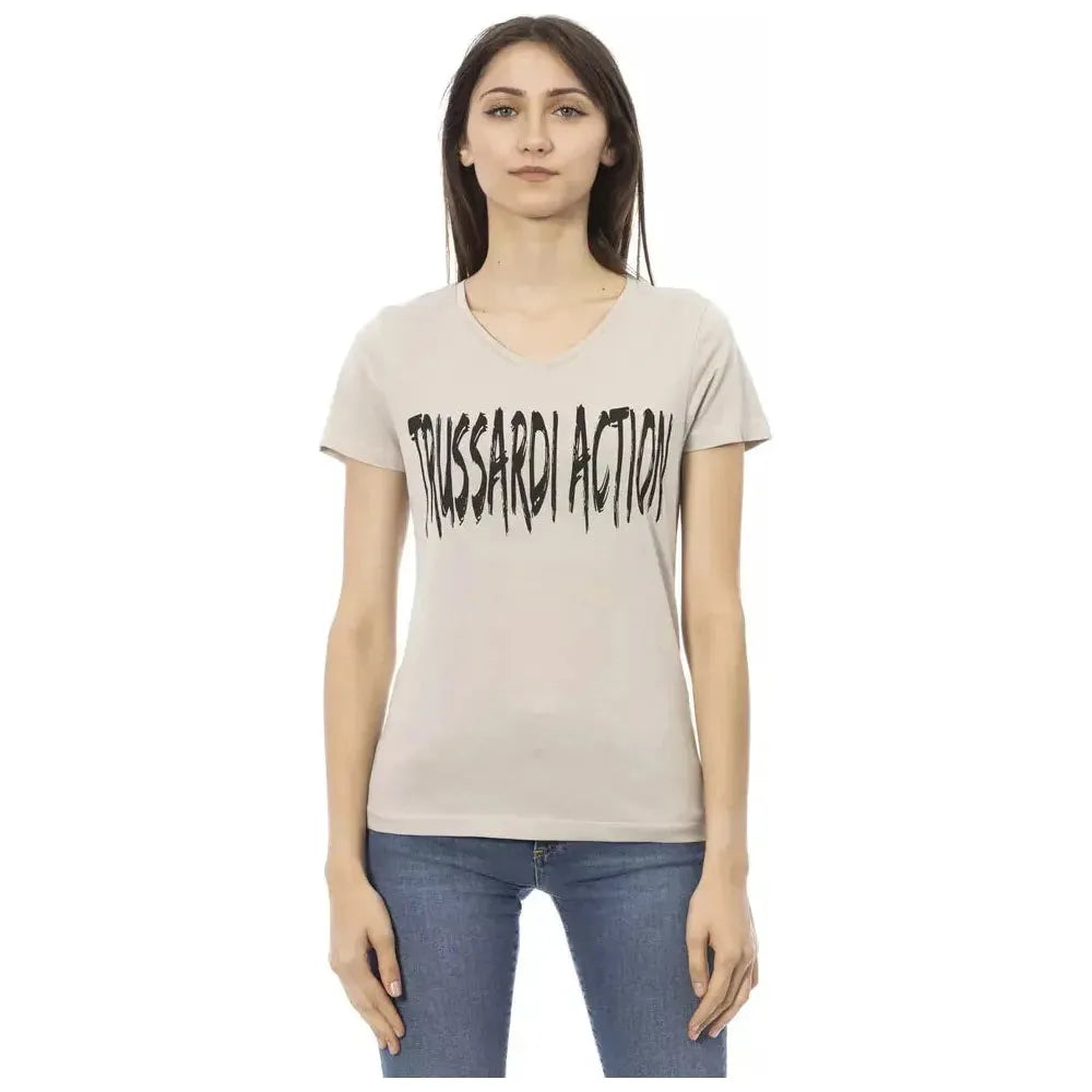Trussardi Action Beige Cotton Women T-Shirt Trussardi Action Gray