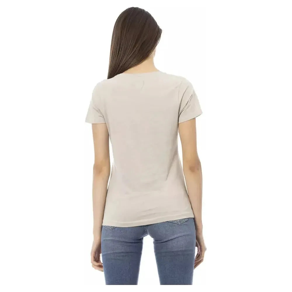 Trussardi Action Beige Cotton Women T-Shirt Trussardi Action Light Gray
