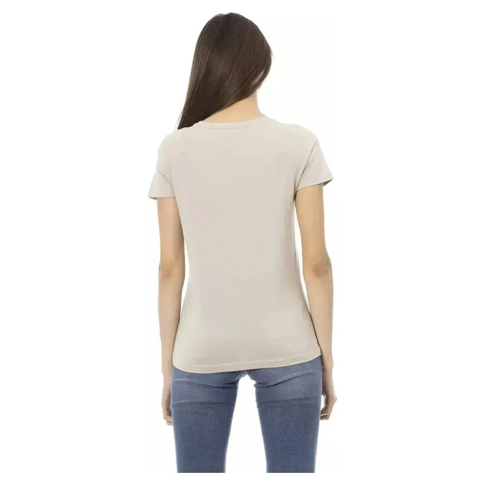 Trussardi Action Beige Cotton Women T-Shirt Trussardi Action Light Gray