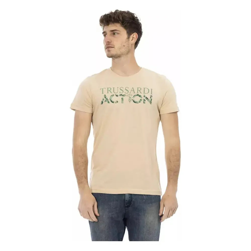 Trussardi Action Beige Cotton Men T-Shirt Trussardi Action Wheat