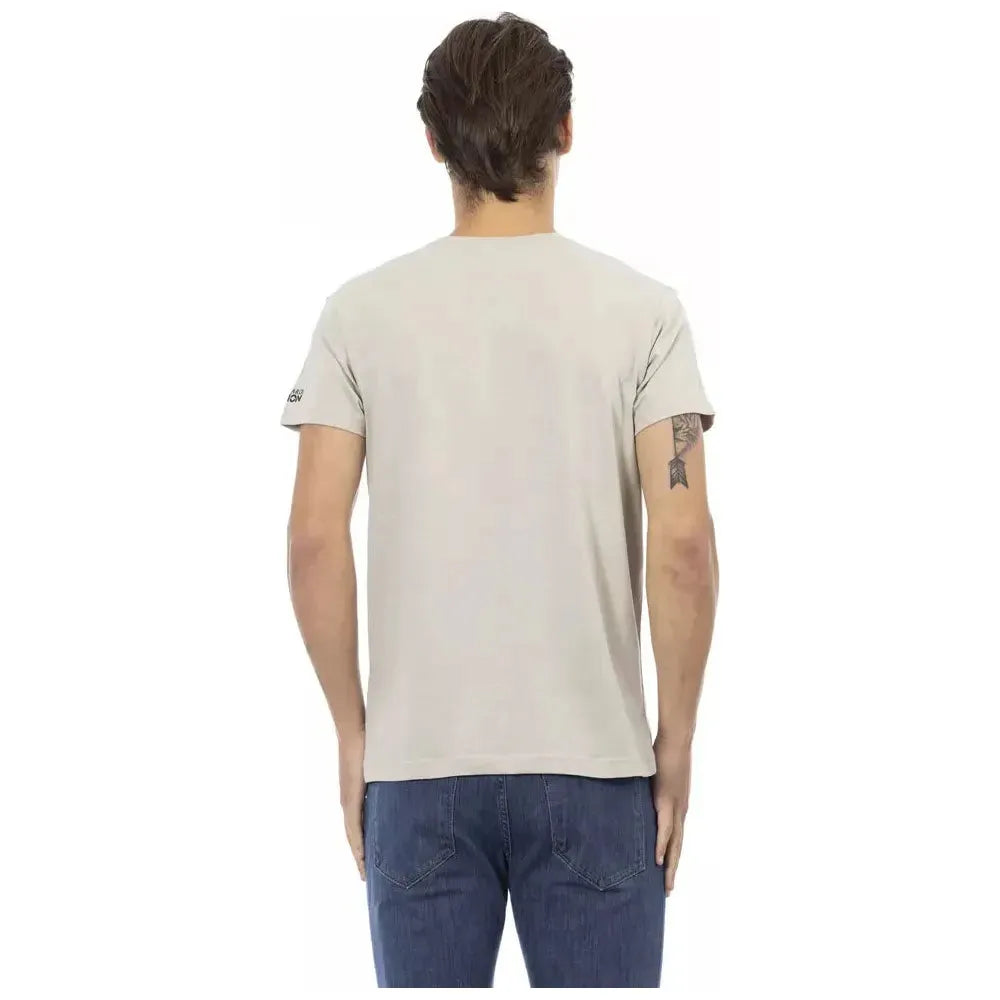 Trussardi Action Beige Cotton Men T-Shirt Trussardi Action Light Gray