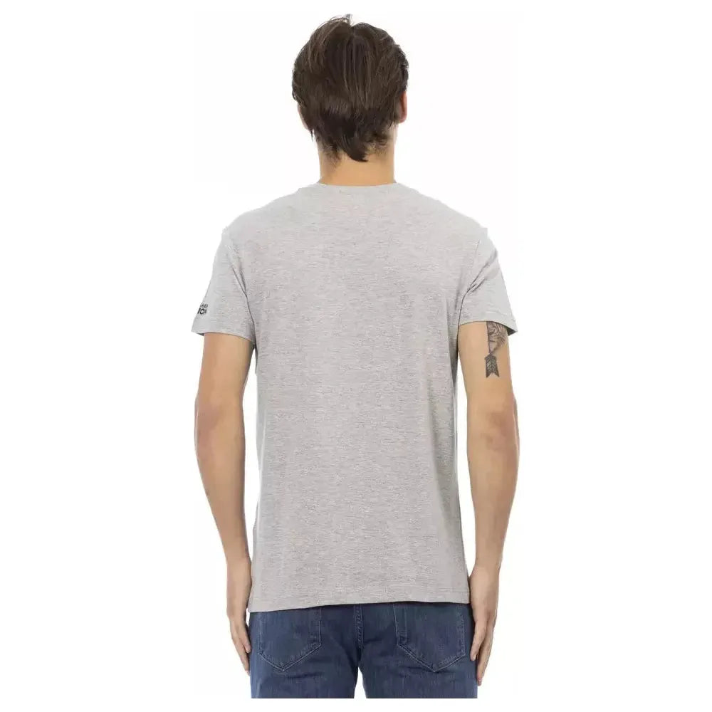 Trussardi Action Gray Cotton Men V-Neck T-Shirt Trussardi Action Gray