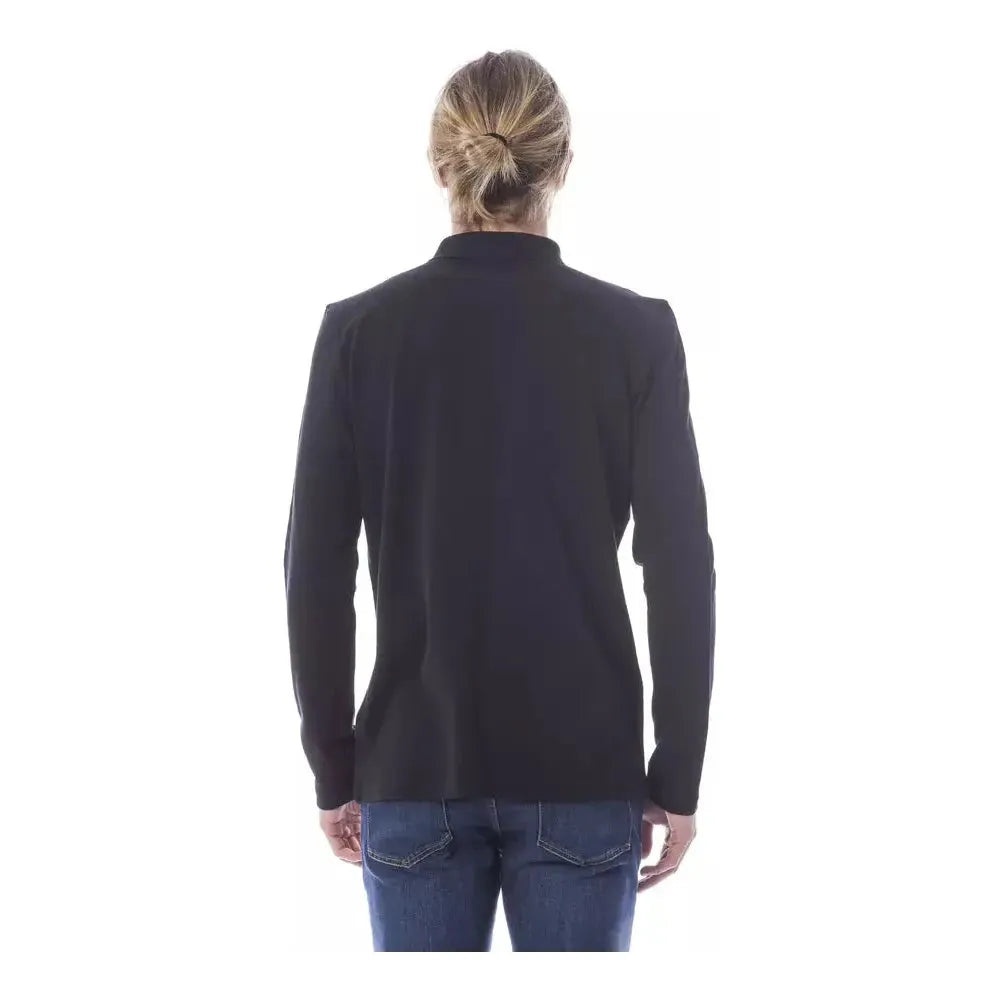 Verri Black Cotton Men's Polo Shirt Long Sleeve Verri Dark Slate Gray